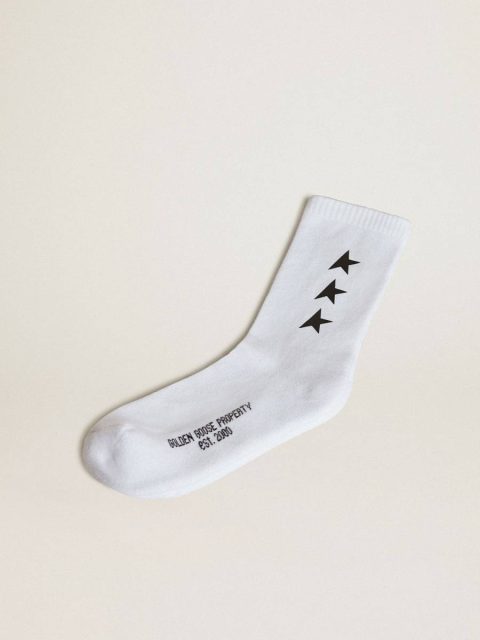 Women Worn White Golden Goose Worn White Socks With Contrasting Black Stars Socks