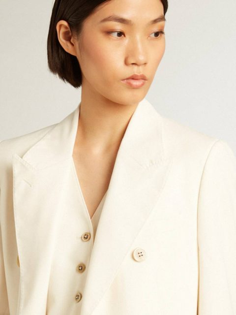 Women’s Aged White Double-Breasted Blazer Blazers Aged White Golden Goose Women - Image 2