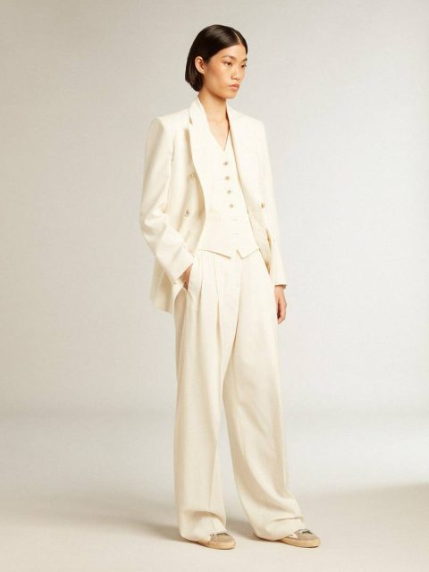 Women’s Aged White Double-Breasted Blazer Blazers Aged White Golden Goose Women - Image 3