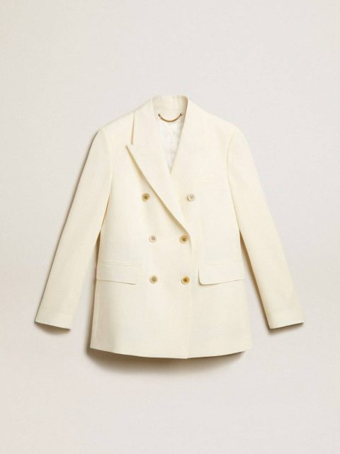 Women’s Aged White Double-Breasted Blazer Blazers Aged White Golden Goose Women