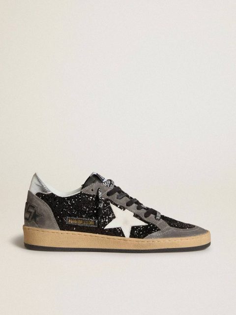 Women's Ball Star In Glitter With Leather Star And Metallic Leather Heel Tab Women Golden Goose Ball Star