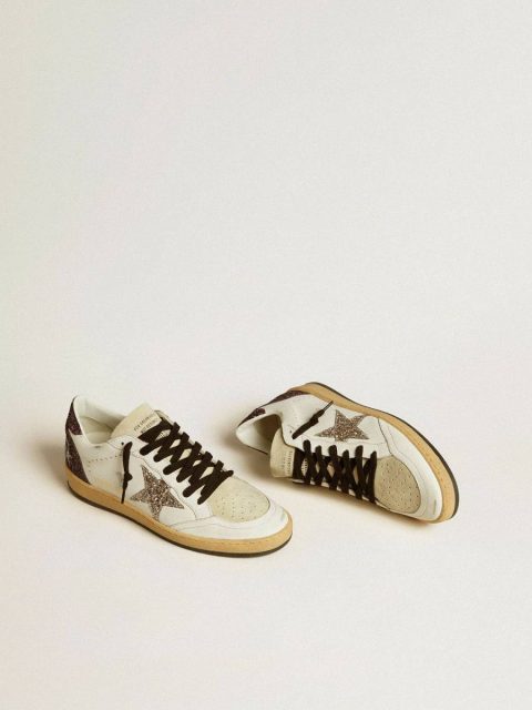 Women’s Ball Star In Leather And Suede With Glitter Star And Heel Tab Golden Goose Ball Star Women - Image 2