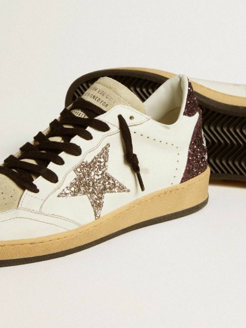 Women’s Ball Star In Leather And Suede With Glitter Star And Heel Tab Golden Goose Ball Star Women - Image 3