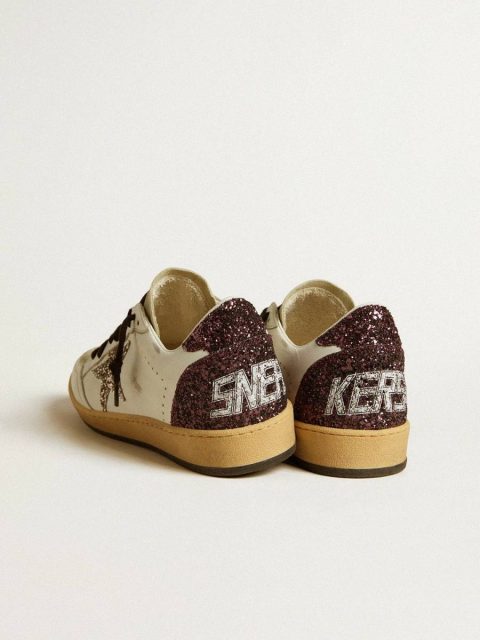 Women’s Ball Star In Leather And Suede With Glitter Star And Heel Tab Golden Goose Ball Star Women - Image 4