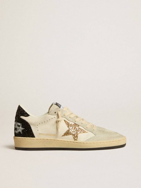 Women’s Ball Star Ltd In Nappa And Suede With Glitter Star And Black Heel Tab Ball Star Golden Goose Women