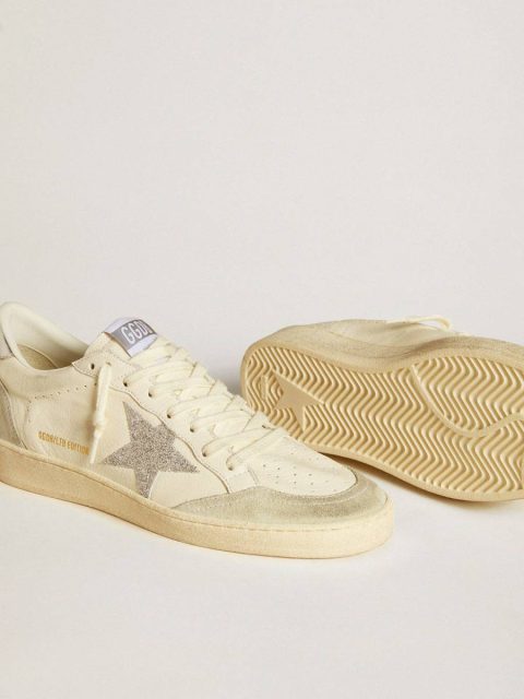 Women's Ball Star With Silver Swarovski Micro-Crystal Star And Metallic Silver Leather Heel Tab Golden Goose Ball Star Women - Image 3