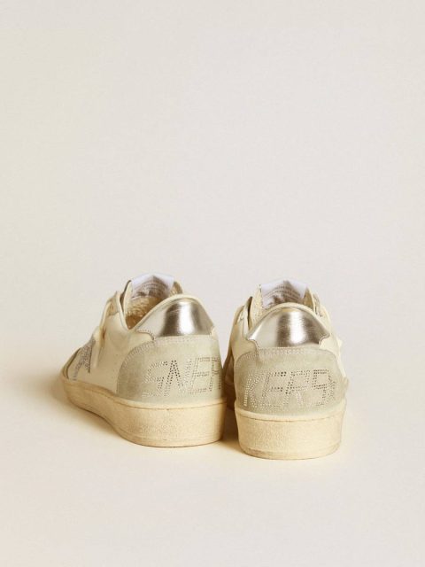 Women's Ball Star With Silver Swarovski Micro-Crystal Star And Metallic Silver Leather Heel Tab Golden Goose Ball Star Women - Image 4