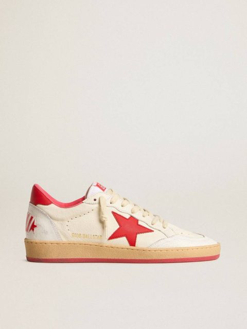 Women’s Ball Starwishes In White Leather With A Red Star And Heel Tab Ball Star Golden Goose Women - Image 2