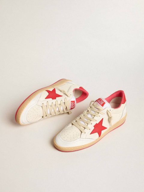 Women’s Ball Starwishes In White Leather With A Red Star And Heel Tab Ball Star Golden Goose Women - Image 3