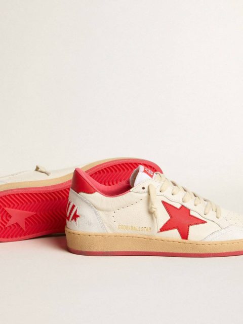 Women’s Ball Starwishes In White Leather With A Red Star And Heel Tab Ball Star Golden Goose Women - Image 4