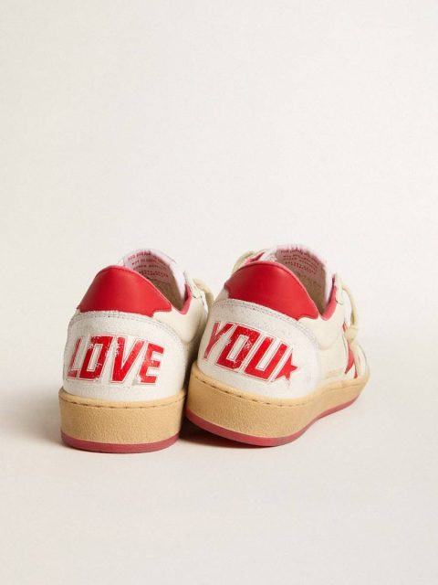 Women’s Ball Starwishes In White Leather With A Red Star And Heel Tab Ball Star Golden Goose Women