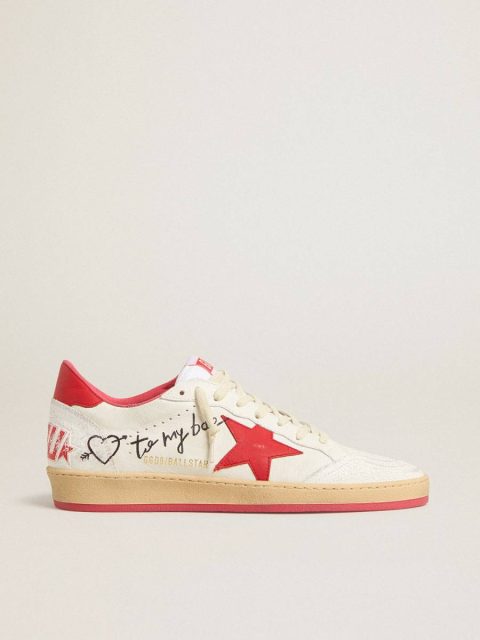 Women’s Ball Starwishes In White Leather With A Red Star And Heel Tab Ball Star Golden Goose Women - Image 5