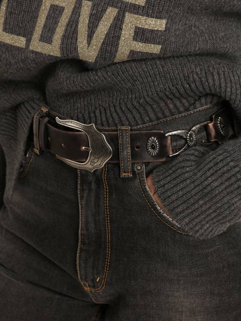 Women's Belt In Black Leather With Silver Decorations Belts Golden Goose Black Women - Image 3