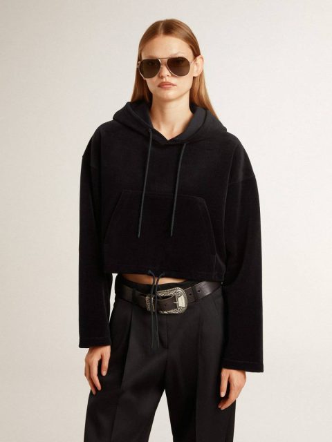 Women’s Black Chenille Sweatshirt With Embroidery On The Back Women Sweatshirts Black Golden Goose - Image 2