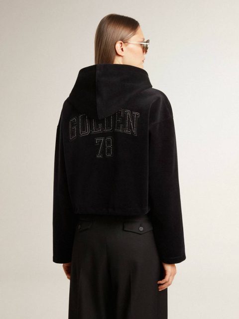 Women’s Black Chenille Sweatshirt With Embroidery On The Back Women Sweatshirts Black Golden Goose - Image 4