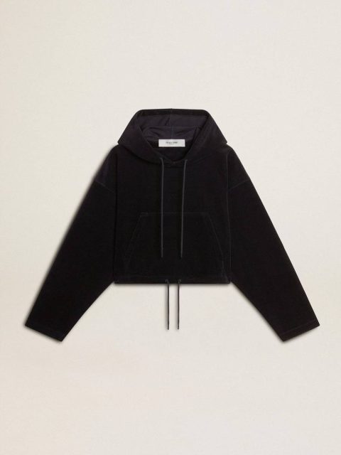 Women’s Black Chenille Sweatshirt With Embroidery On The Back Women Sweatshirts Black Golden Goose