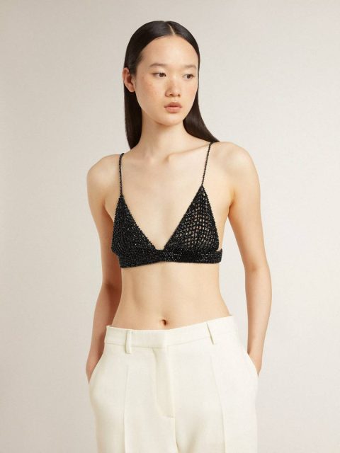 Women's Black Crochet Top With Crystals Black Golden Goose T-Shirts & Tops Women - Image 2