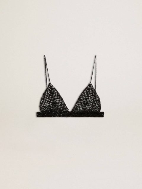 Women's Black Crochet Top With Crystals Black Golden Goose T-Shirts & Tops Women