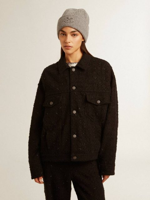 Women’s Black Denim Jacket With Embroidery Black Golden Goose Coats & Jackets Women - Image 2