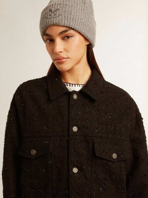 Women’s Black Denim Jacket With Embroidery Black Golden Goose Coats & Jackets Women - Image 5