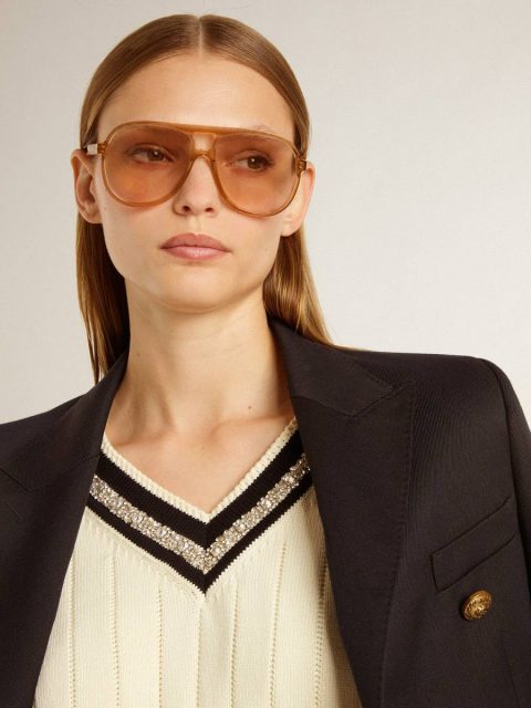 Women's Cable-Pattern Cropped Sweater With Blue Ribbing And Crystals Golden Goose Knitwear Worn White Women - Image 5