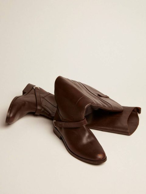 Women's Charlie Boots In Dark Brown Leather And Clamp On The Heel Golden Goose Women Dark Brown Boots - Image 2