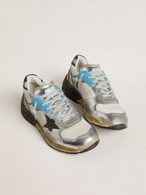 Women's Dad-Star In Mesh And Silver Foiled Leather With Black Suede Star Golden Goose Dad-Star Women - Image 2