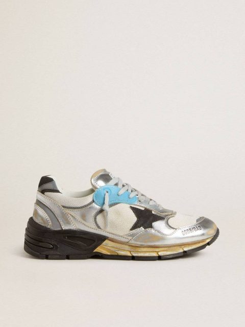 Women's Dad-Star In Mesh And Silver Foiled Leather With Black Suede Star Golden Goose Dad-Star Women