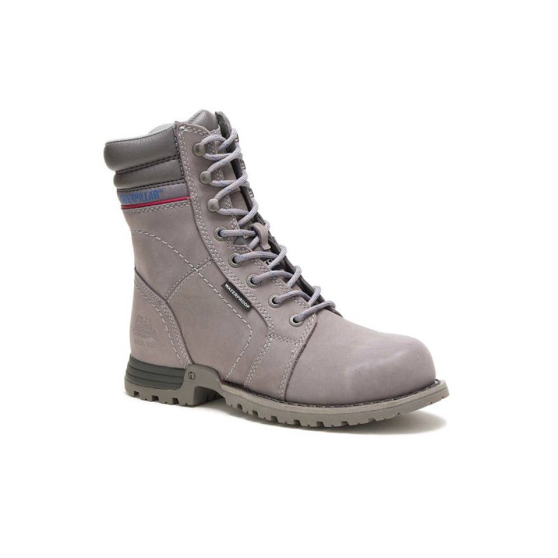 Women's Echo Waterproof Steel Toe Work Boot Frost Grey Boots Cat Women - Image 3
