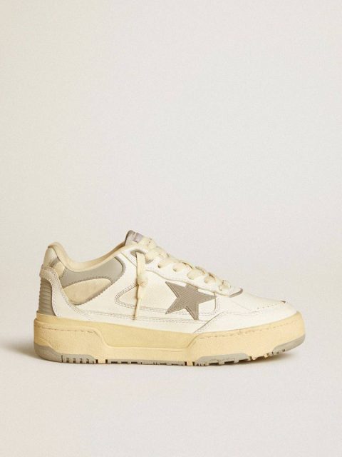 Women’s Forty2 With Grey Star And White Leather Heel Tab Forty2 Women Golden Goose