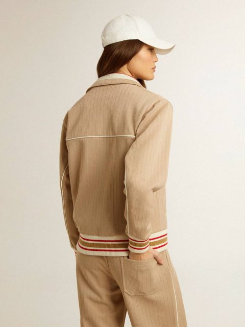 Women’s Light Beige Zipped Sweatshirt With White Logo Women Sweatshirts Light Beige Golden Goose - Image 4