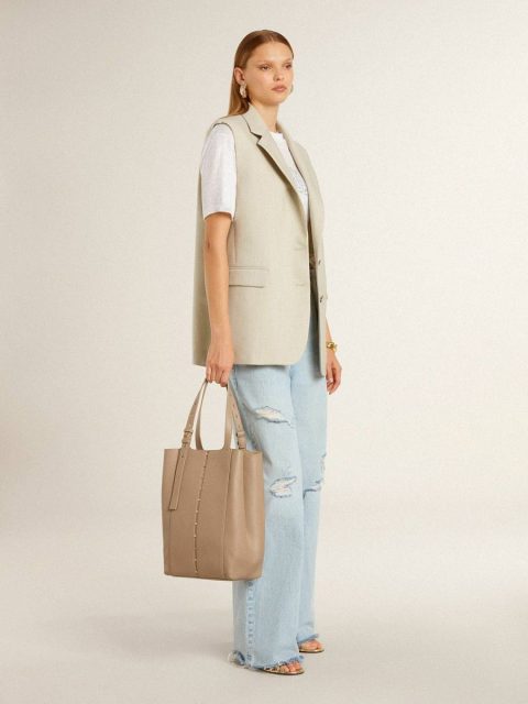 Women's Lightweight White Linen T-Shirt With Print Women T-Shirts & Tops Golden Goose White - Image 3