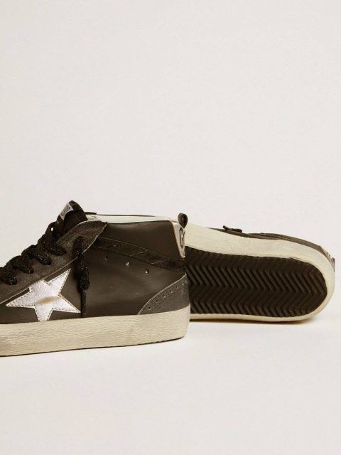 Women’s Mid Star In Black Leather With Silver Metallic Leather Star Women Golden Goose Mid Star - Image 3