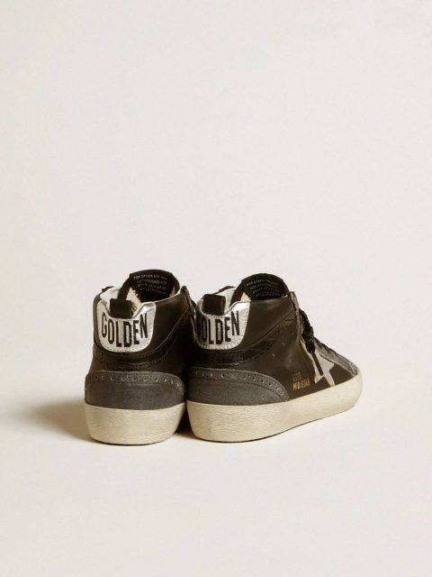 Women’s Mid Star In Black Leather With Silver Metallic Leather Star Women Golden Goose Mid Star - Image 4