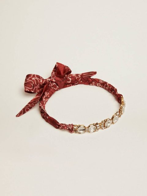 Women's Necklace In Antique Gold Color With Crystals And Printed Scarf Women Jewelry Antique Gold Golden Goose