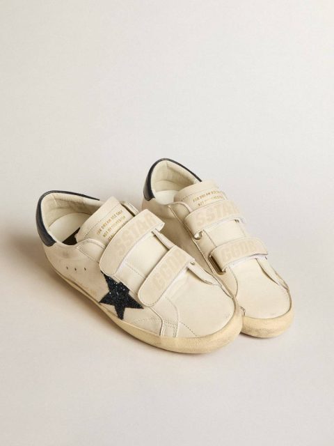 Women's Old School In Leather With Blue Glitter Star And Blue Leather Heel Tab Super-Star White Women Golden Goose - Image 2