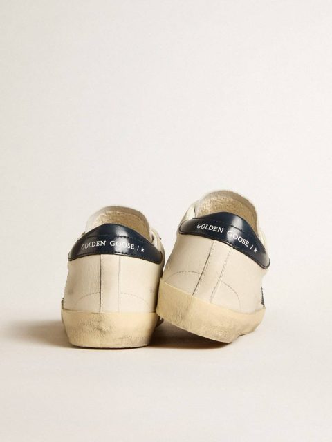 Women's Old School In Leather With Blue Glitter Star And Blue Leather Heel Tab Super-Star White Women Golden Goose - Image 4
