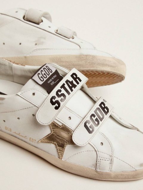 Women's Old School With Gold Star In Laminated Leather Women Super-Star Golden Goose White - Image 4