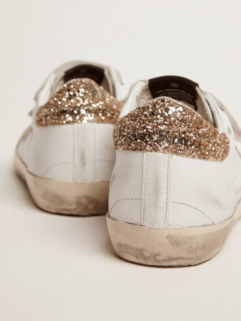 Women's Old School With Gold Star In Laminated Leather Women Super-Star Golden Goose White - Image 5