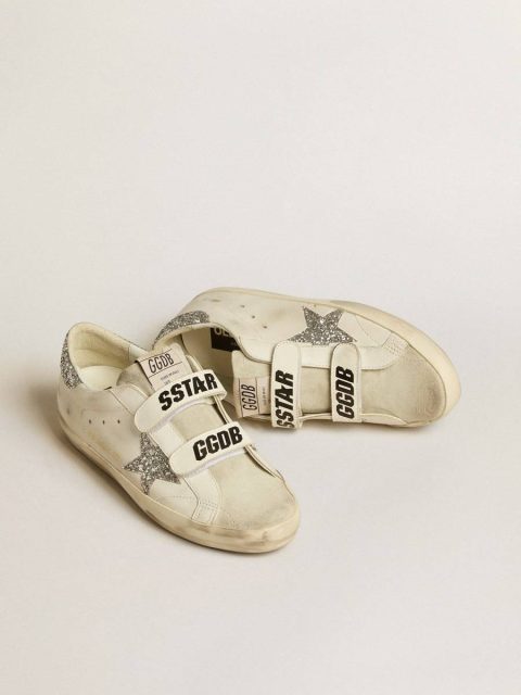 Women’s Old School With Silver Glitter Star And Ice-Gray Suede Tongue Women White Super-Star Golden Goose - Image 2