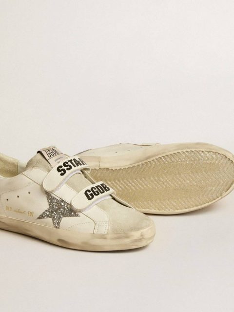Women’s Old School With Silver Glitter Star And Ice-Gray Suede Tongue Women White Super-Star Golden Goose - Image 3