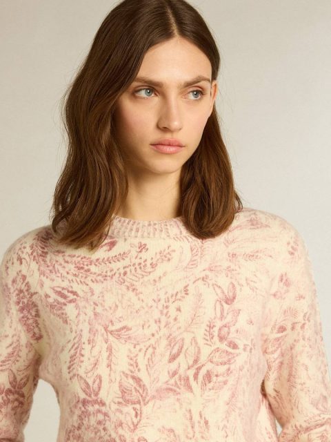 Women’s Round-Neck Sweater In Wool With All-Over Toile De Jouy Pattern Golden Goose Knitwear Heritage White Women - Image 2