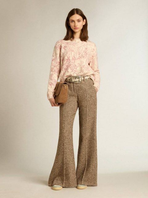 Women’s Round-Neck Sweater In Wool With All-Over Toile De Jouy Pattern Golden Goose Knitwear Heritage White Women - Image 3