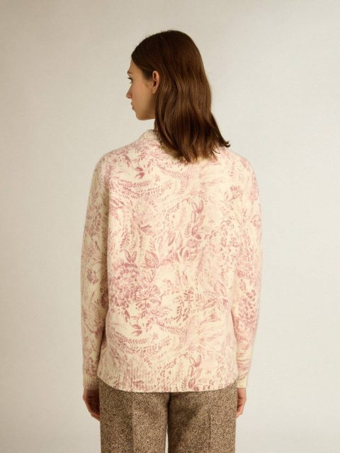 Women’s Round-Neck Sweater In Wool With All-Over Toile De Jouy Pattern Golden Goose Knitwear Heritage White Women - Image 4