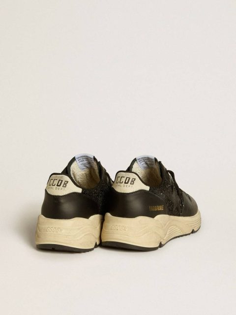 Women's Running Sole In Black Glitter With Leather Star And Nubuck Heel Tab Running Sole Women Golden Goose - Image 4