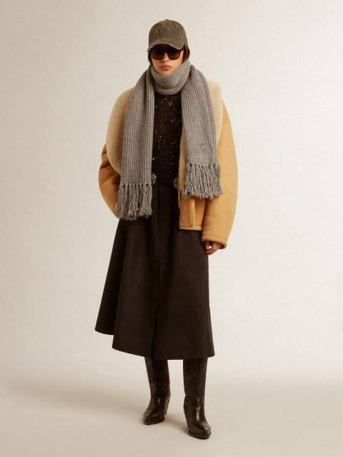 Women's Sheepskin Jacket With A Wide Shearling Shawl Collar Women Golden Goose Brown Coats & Jackets - Image 4