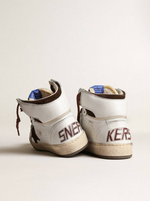 Women’s Sky-Star In White Nappa Leather With Chocolate Suede Star Sky-Star Golden Goose Women - Image 5