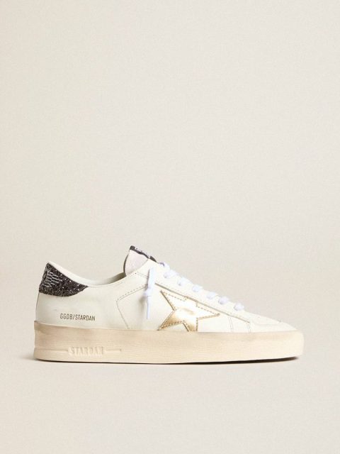 Women’s Stardan With Gold Star And Glitter Heel Tab Stardan Women Golden Goose White