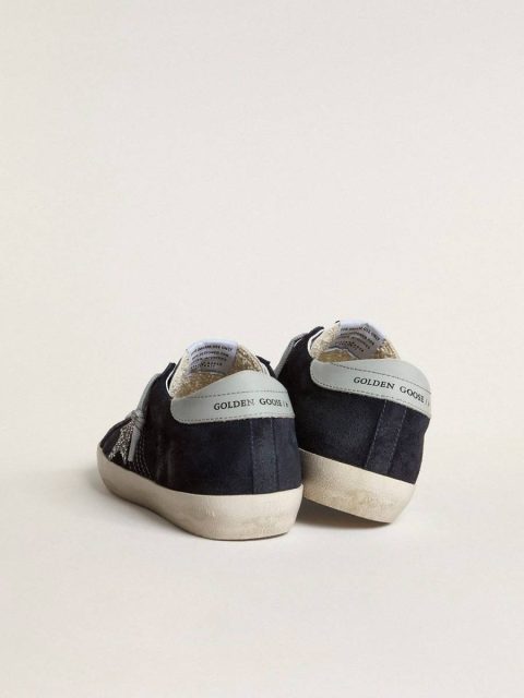 Women’s Super-Star In Blue Suede, Silver Glitter Star And Leather Heel Tab Golden Goose Super-Star Women - Image 4
