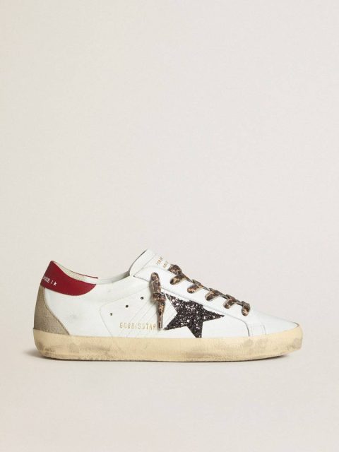 Women's Super-Star In Nappa With Glitter Star And Red Nappa Heel Tab Women Golden Goose Super-Star